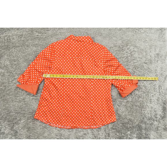 Lane Bryant Orange Button-Up Top Plus Size 20 Cotton 3/4 Sleeve Polka Dot - Picture 4 of 7